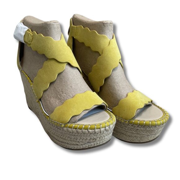 Marc Fisher Calita Platform Espadrille Wedge Sandal Summer Strap Heel Yellow 8.5 - Picture 3 of 4